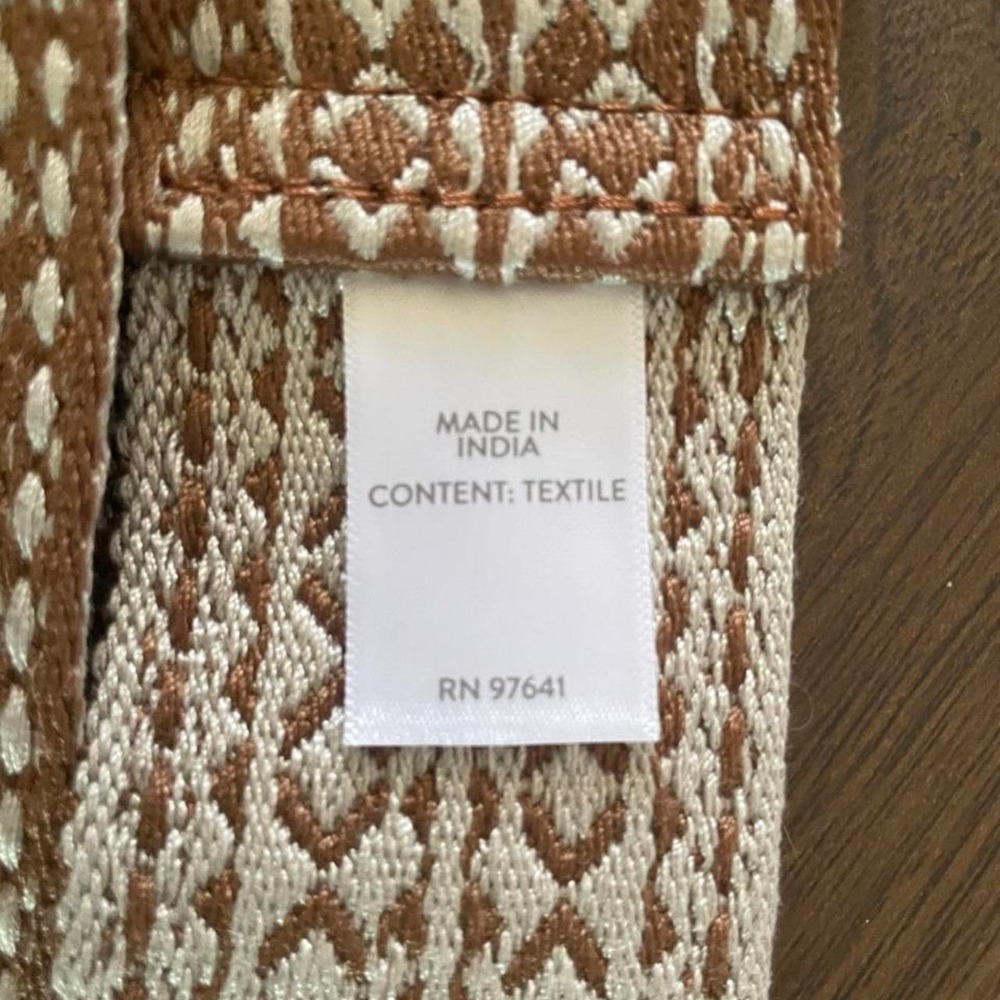 J.jill Brown and cream geometric patterned strap with leather accents - Picture 2 of 5